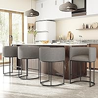 Vista 7 de Juego de 2 taburetes de bar de altura de mostrador de 26 pulgadas de alto, modernos taburetes de contador de barril con respaldo y brazos, taburetes