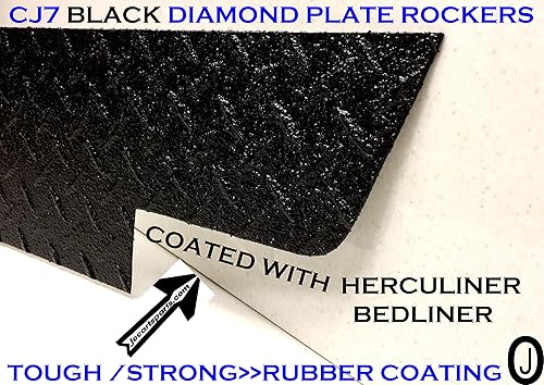 Miniatura 2 de Se adapta a Jeep Cj7 Black Diamond Plate Side Rocker Panel Set de 2.6 pulgadas de ancho