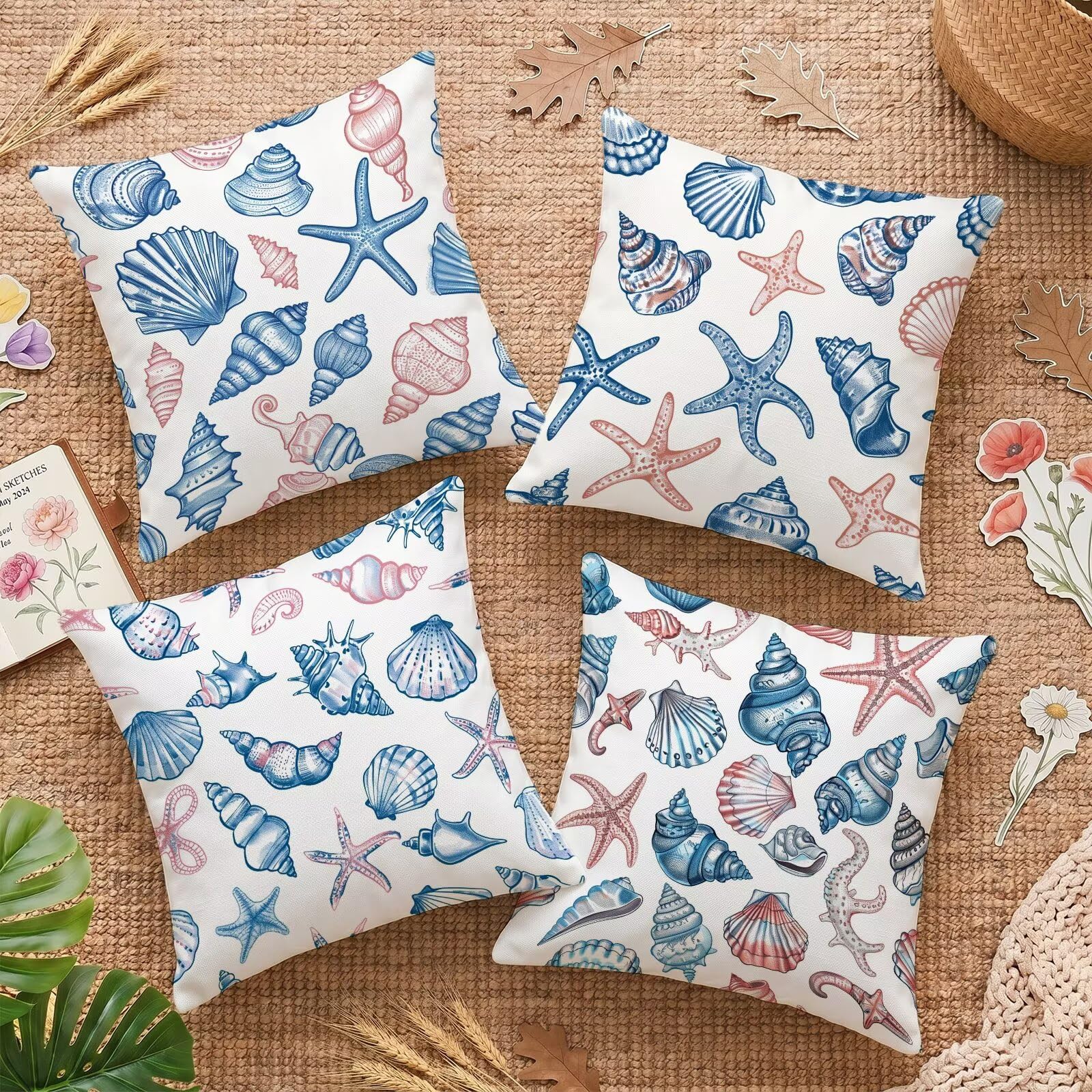 Housse de coussin 65x65cm pour créer une ambiance marine apaisante chez soi