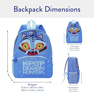KPop Demon Hunters Backpack, Derpy Tiger Girls Backpack, Blue, One Size