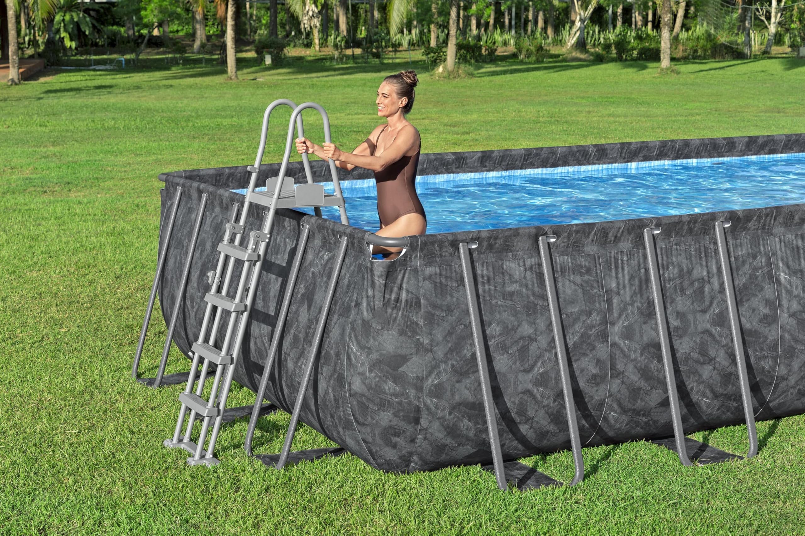 Bestway Piscine Hors Sol rectangulaire APX 365-732 cm x 366 cm x 132 cm - Gris foncé