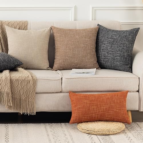 Miniatura 5 de UGASA - Juego de 2 fundas de almohada decorativas de Navidad, fundas de almohada de lino tejido neutro para sofá, cama y jardín, 18 x 18 pulgadas,