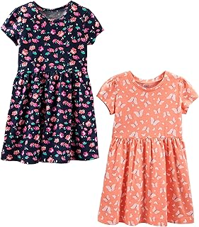 Girls' Short-Sleeve and Sleeveless Dress Sets, Pack of 2