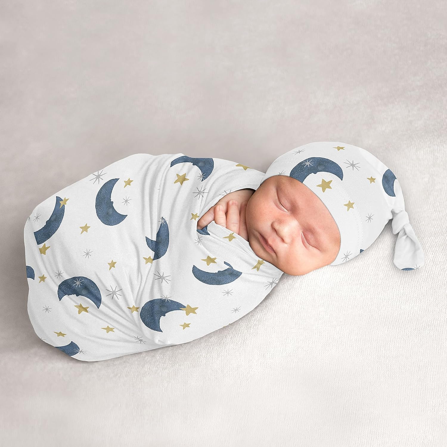 Sweet Jojo Designs Jungle Animals Boy Girl Gender Neutral Unisex Baby Cocoon Swaddle and Beanie Newborn Jersey Set Infant Wearable Blanket Going Home Outfit Set Green Boho Safari Elephant Giraffe