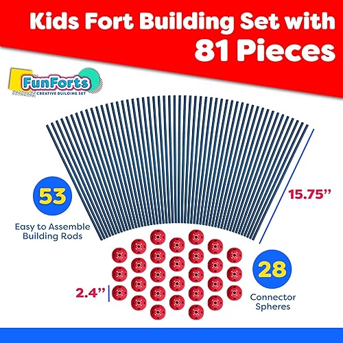 Miniatura 6 de Power Your Fun Fun Forts Tienda para Niños - Kit de Juguetes STEM para Construcción de Fuertes de 81 Piezas, Kit de Juguetes de Construcción Tienda