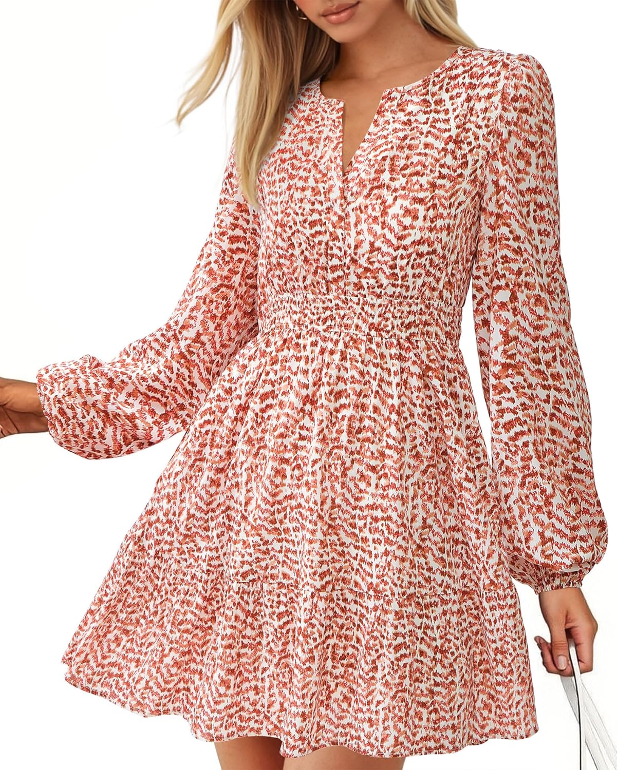 BTFBM Long Sleeve Dress for Women 2026 Spring Summer Mini Elastic Waist Floral Boho Beach Vacation Wedding Guest Dresses