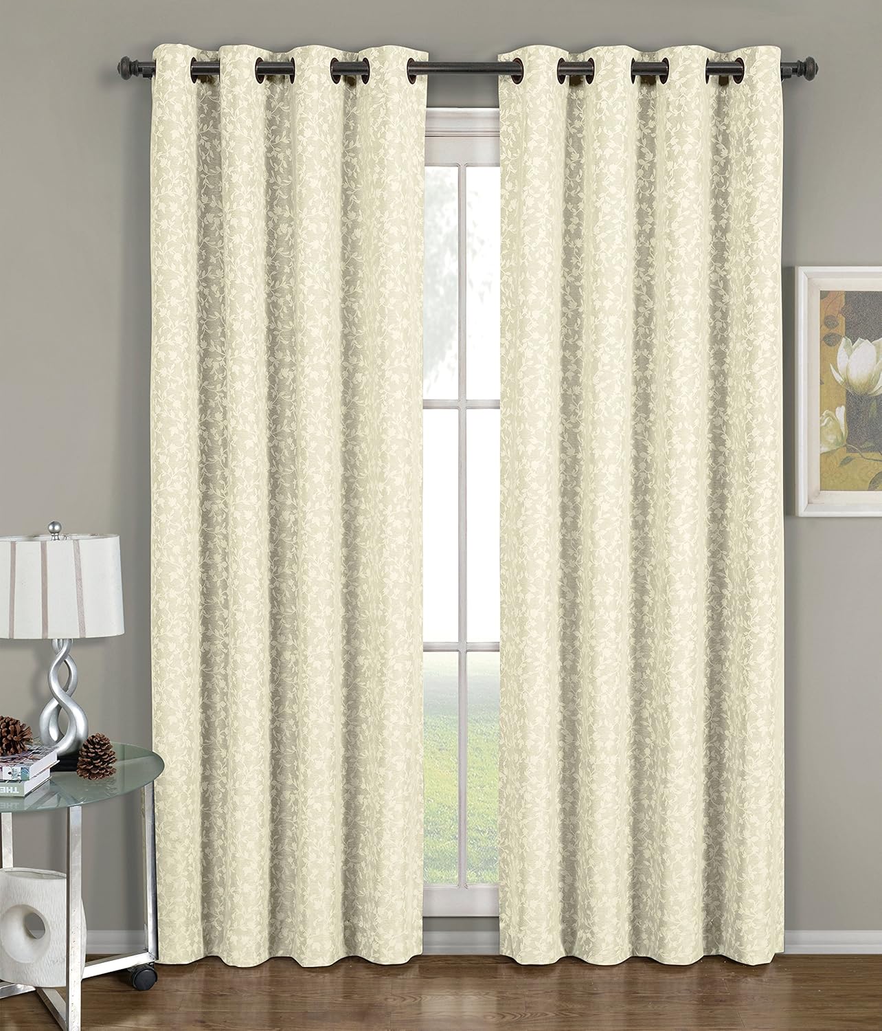 Royal Hotel Tendaggio Jacquard Jacqueline Con Passacavi - Set Di 2 Pannelli - Blu Marino - 108x108 Cm Cad. - Poliestere - 2