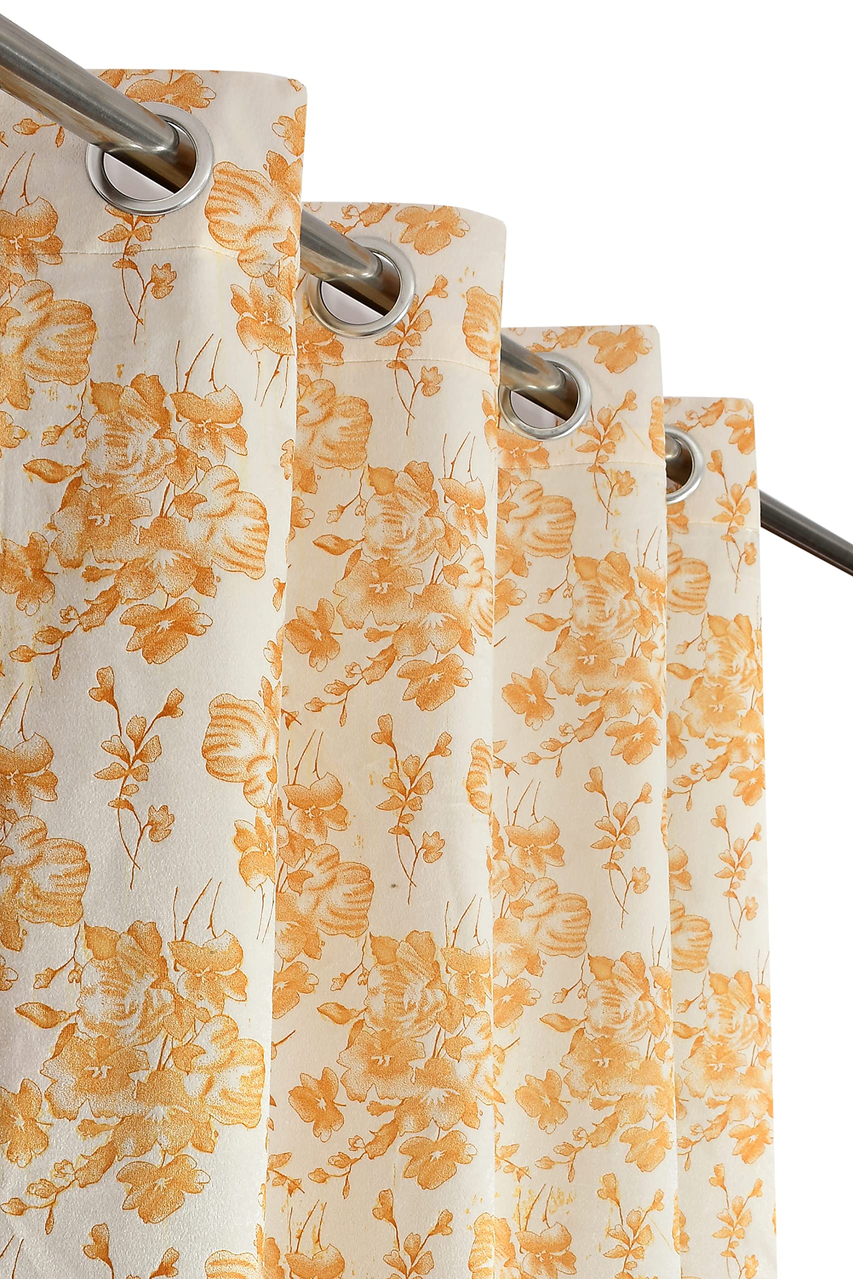 Nirwana decor® Haven Floral Velvet Curtains for Home/Living Room with Tie Backs/Loops (Gold, Floral, 5 feet (2 pc)