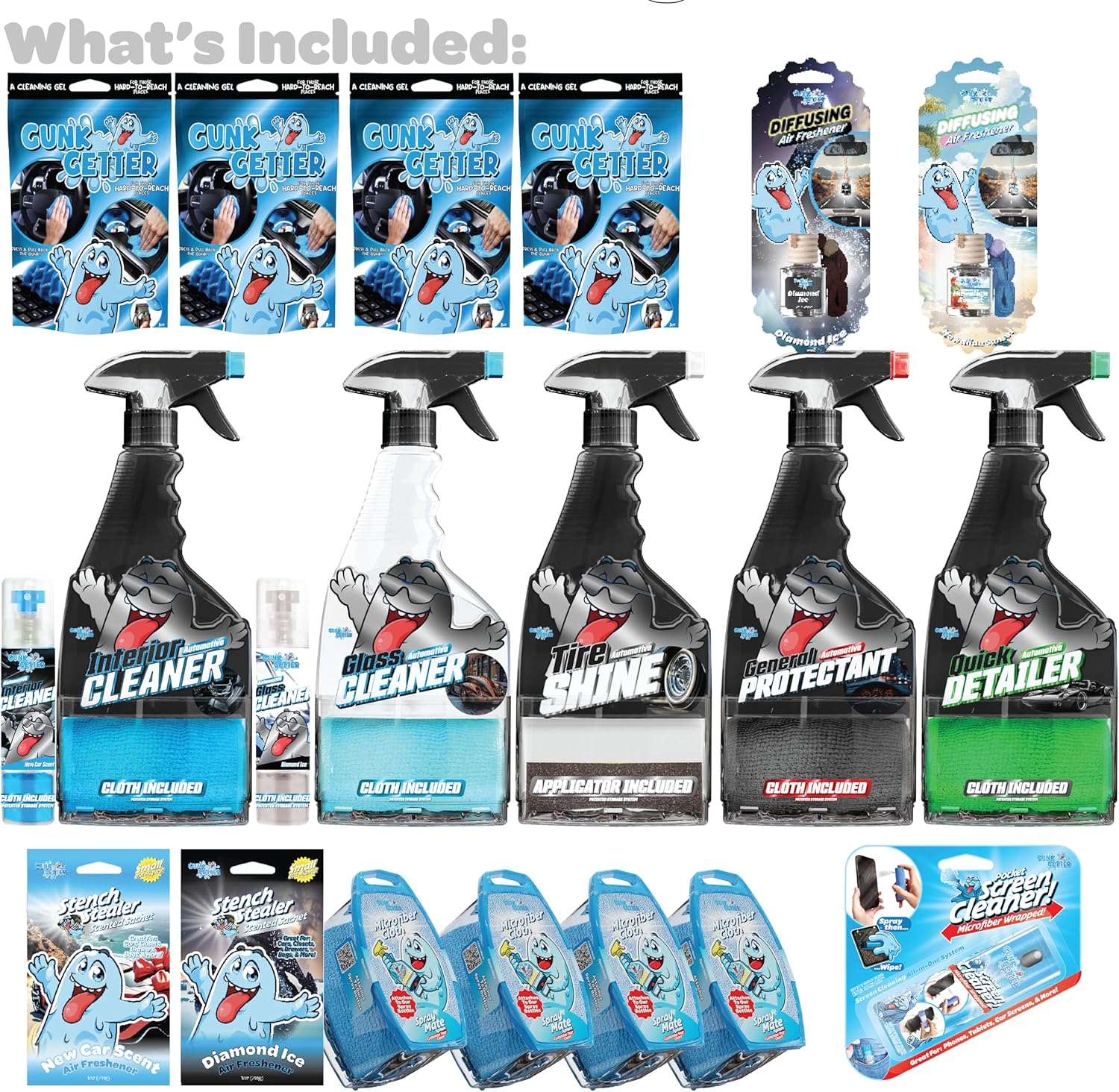 Car Cleaning Kit - Car Accessories for Interior and Exterior Cleaning, Glass Cleaner, Car Wipes, Auto Essentials