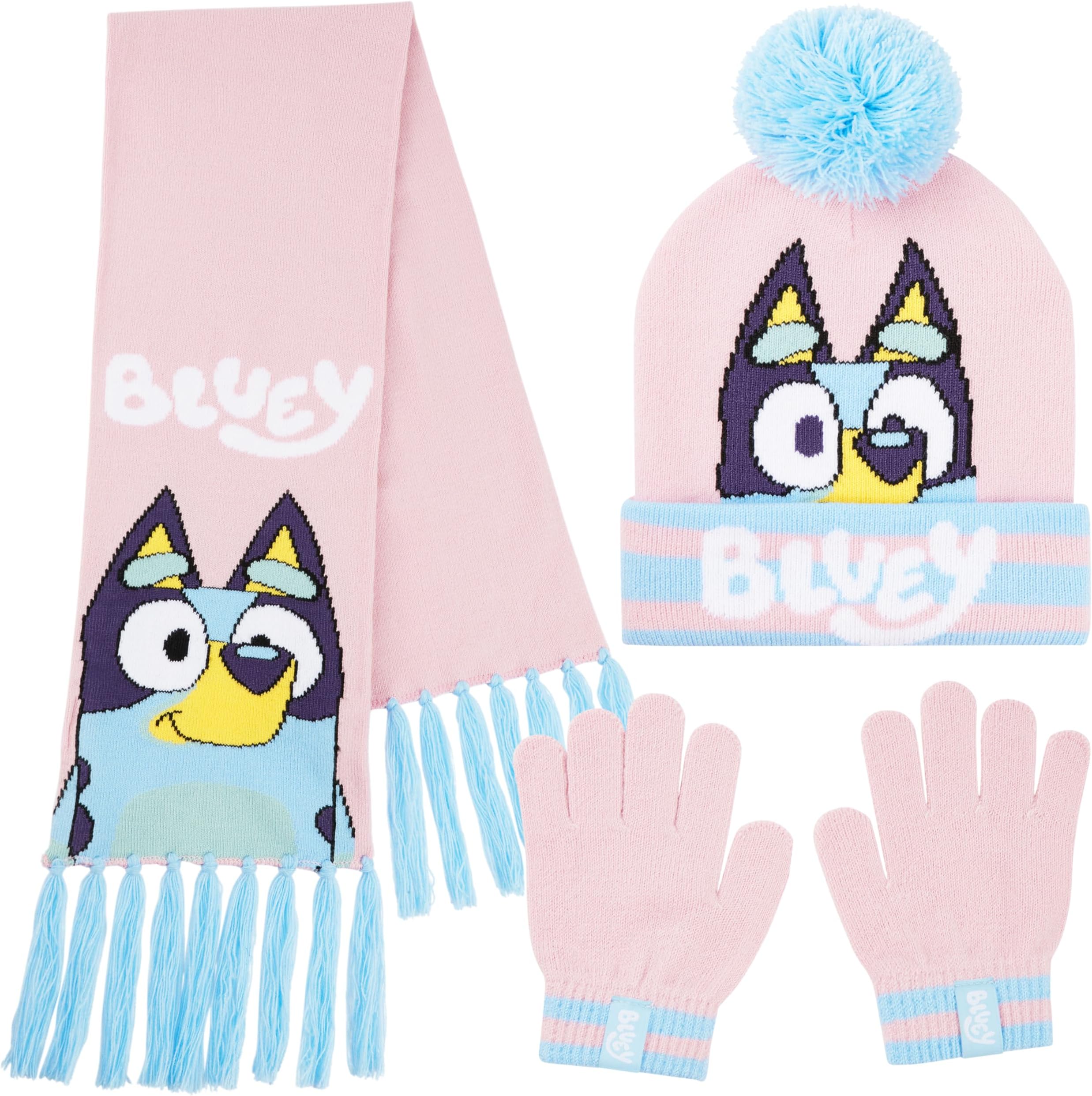Girls Winter Accessories Set Cosy Warm Knit Hat Scarf & Kids Gloves or Beanie & Gloves School Travel, Kids Gifts