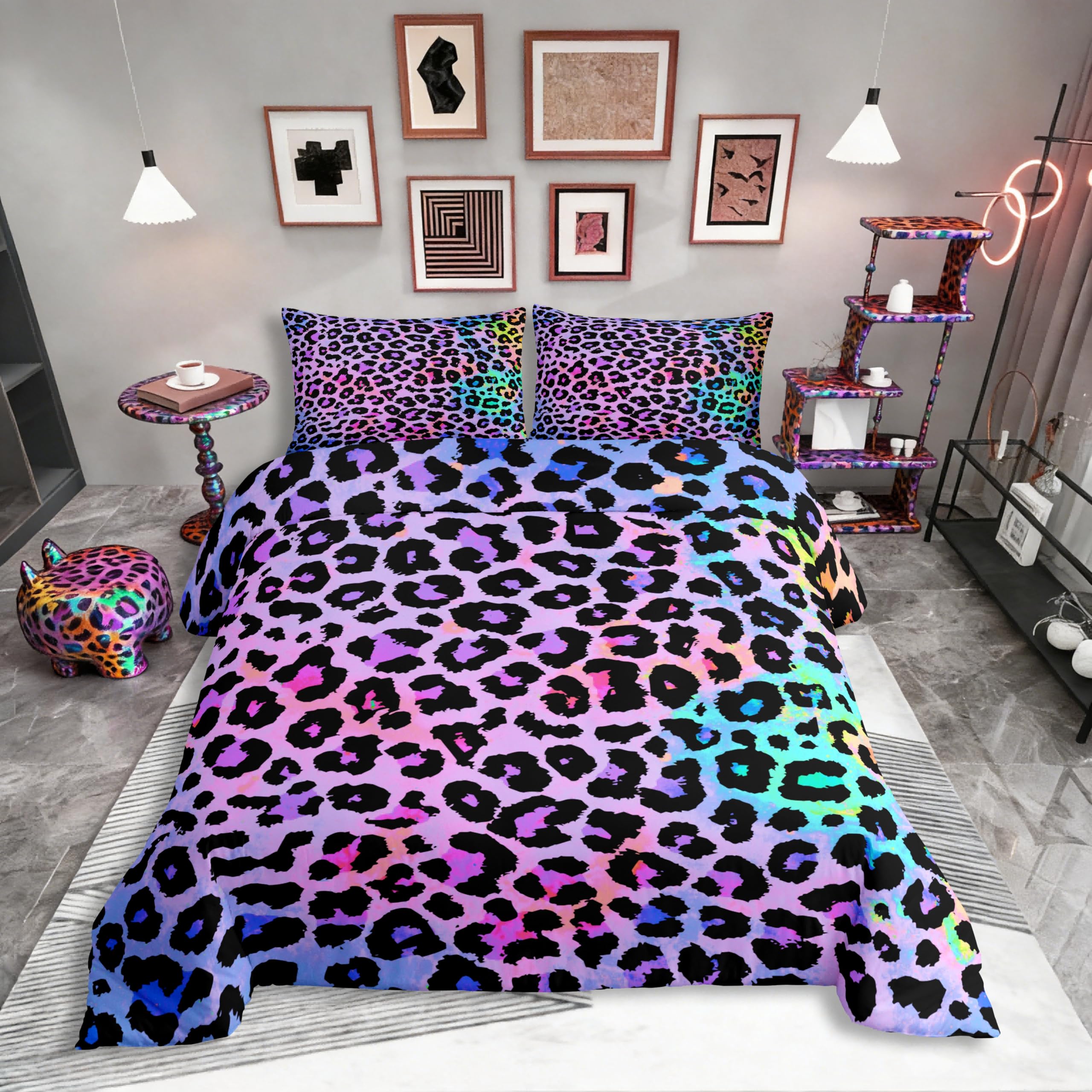 Parure de lit léopard 135x200 cm en microfibre multicolore Homewish
