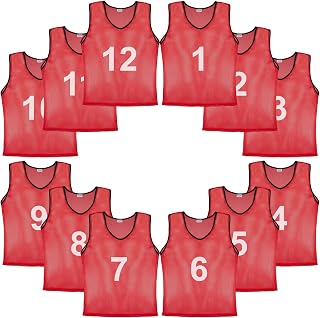 Murray Sporting Goods Adult & Youth Mesh Practice Pinnies - Set of 12, Full Color Scrimmage Jerseys or Numbered Practice Jersey | Team Training Vests Practice Pinnies for Multiple Sports - Basketball, Soccer, Football