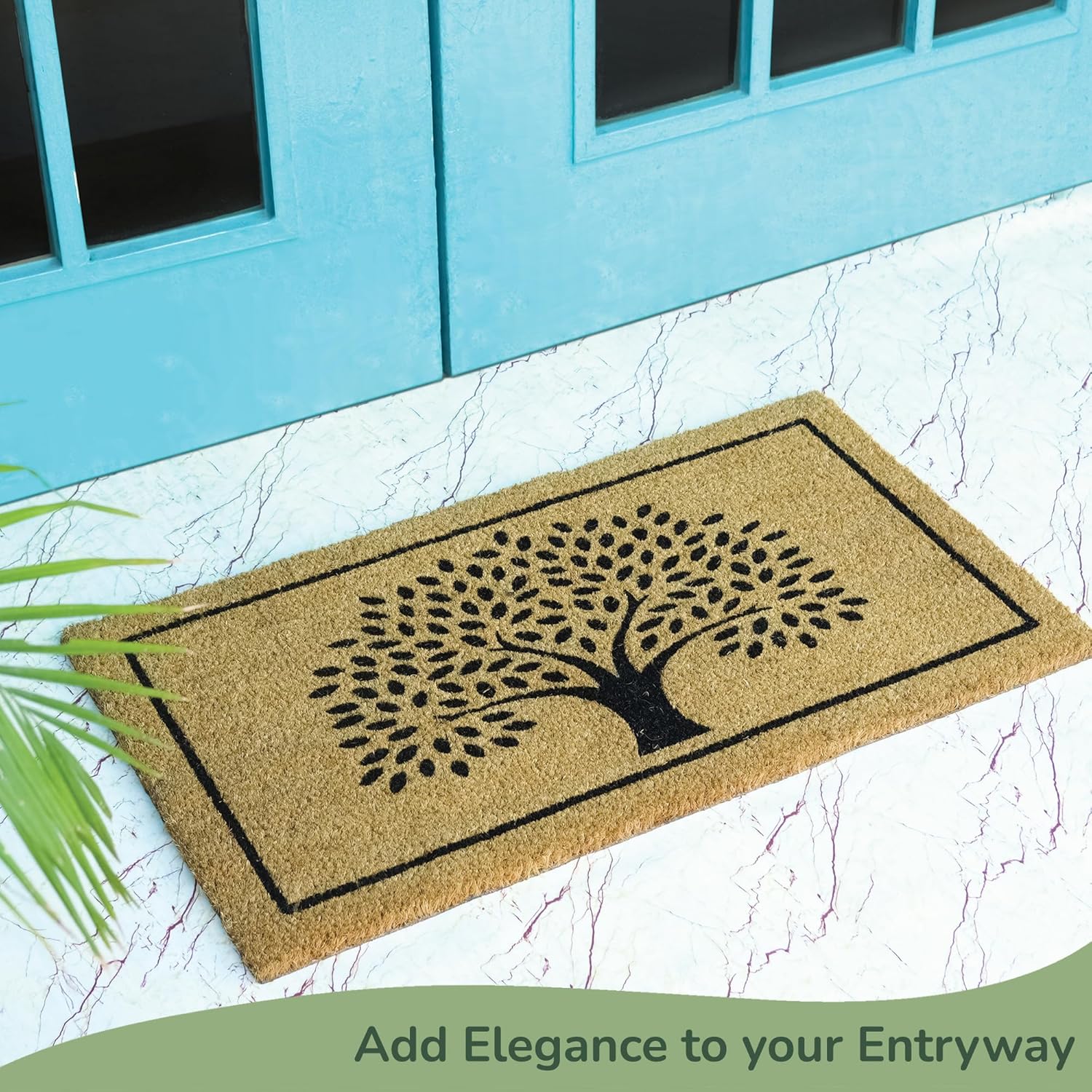 Welcome Doormats, Natural Coco Coir Mats with Non-Slip PVC Backing, Indoor Outdoor Mats for Home & Office, Door Mat, Floor Mats for Door Decor, Beige & Black, 30"x17"