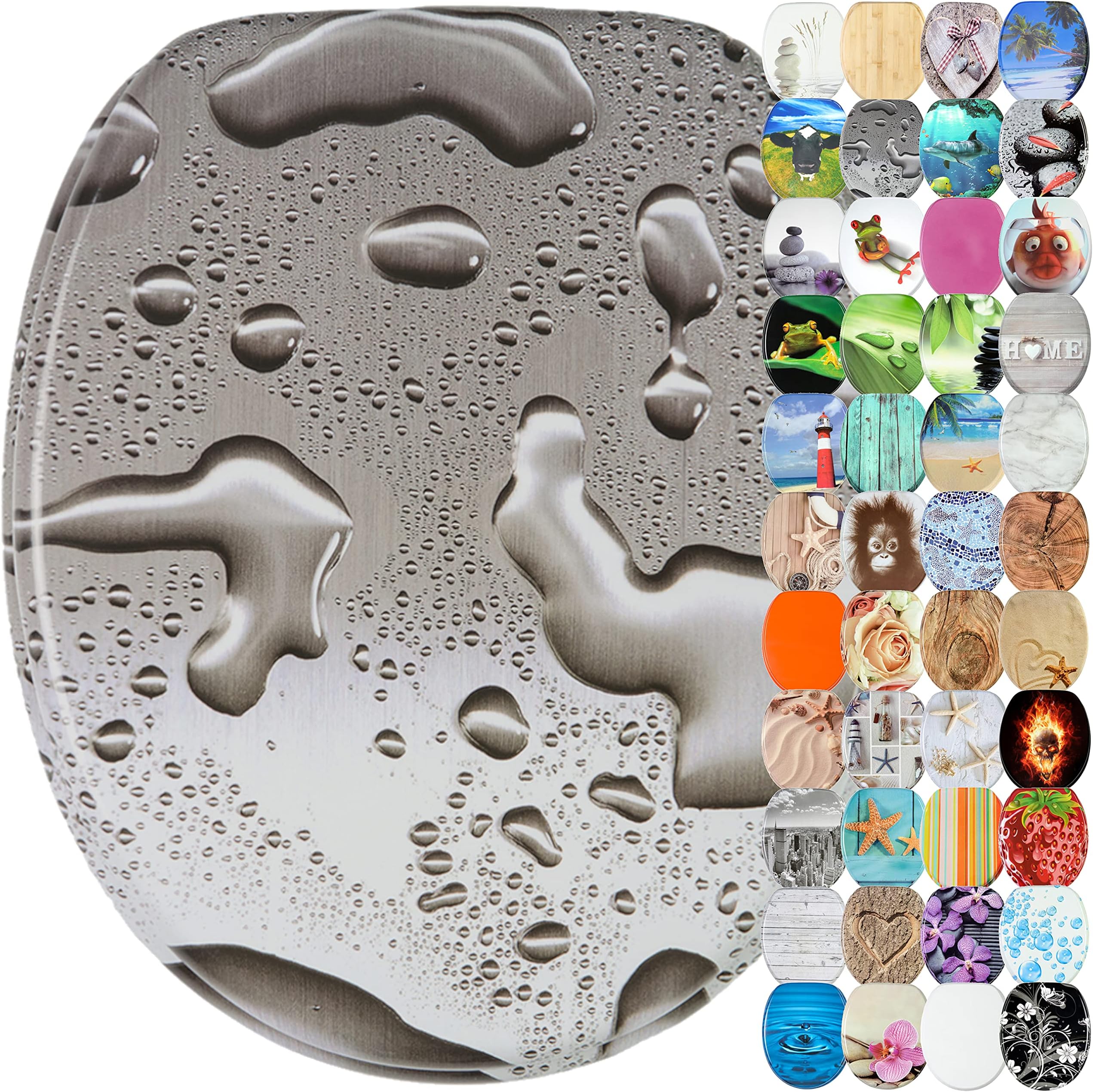 Sanilo Toilet Seat, Wide Choice of Beautiful Toilet Seats, Stable Hinges, Easy to Mount (Dewdrop)