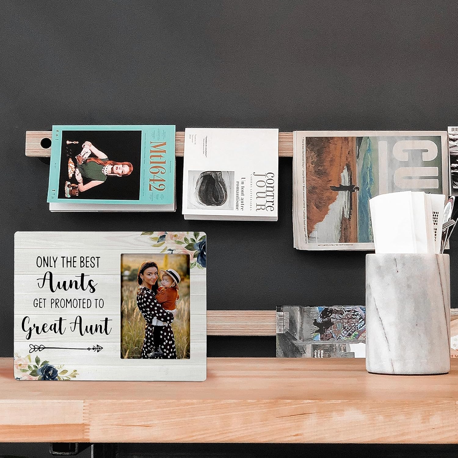 FONDCANYON Aunt Picture Frame, Only the Best Aunts Get Promoted to Great Aunt Picture Photo Frame, Pregnancy Announcements, Pregnancy Announcements for Family, 4x6 Picture Frame - Image 2