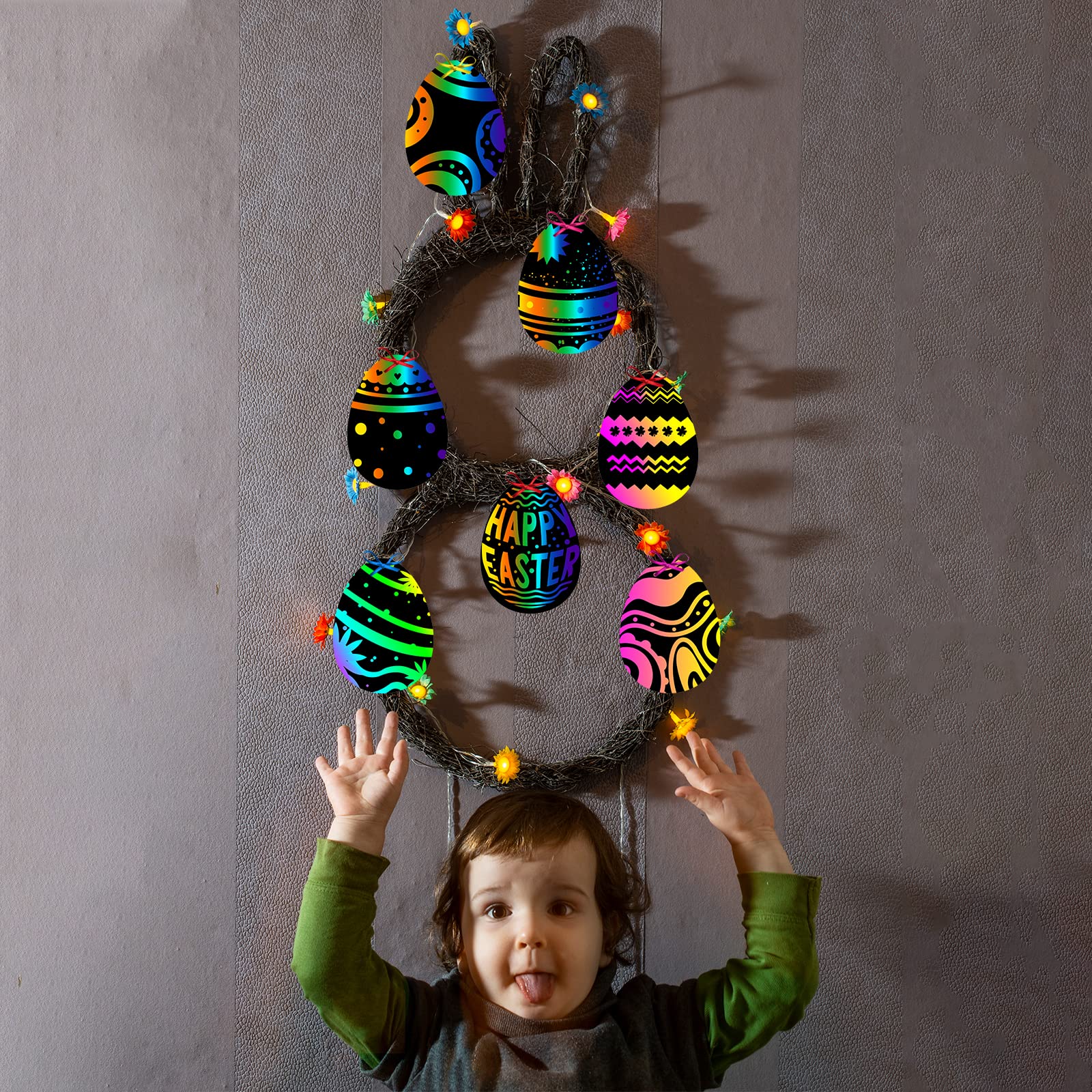 FIBOUND 36 Pièces Kit De Scratch Art Oeufs Pâques, Carte à Gratter