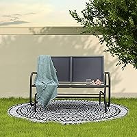 Vista 8 de NUU GARDEN Banco planeador para 2 personas para exteriores, silla de columpio para patio con marco de acero recubierto de polvo y tela de asiento