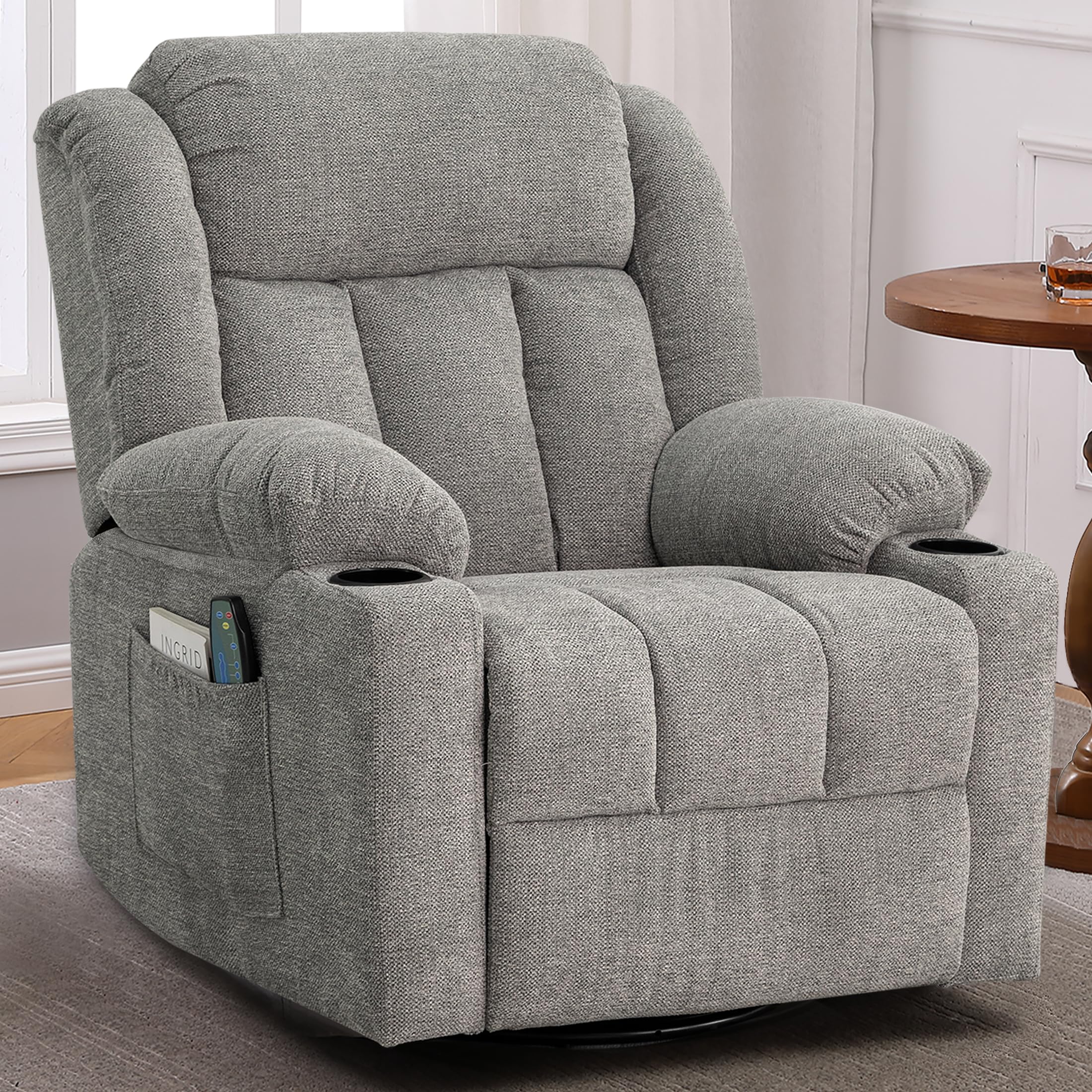 Overstuffed Recliner with Massage - Manual