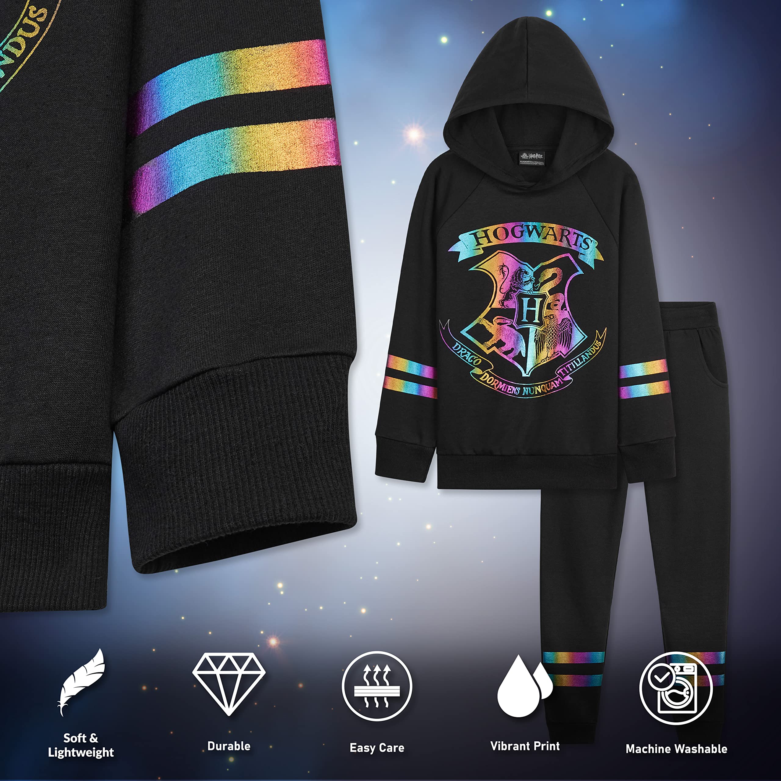 Harry Potter Dziewczęce dresy, bluzy z kapturem i spodnie dresowe dla dziewcząt (13-14 lat, czarne)