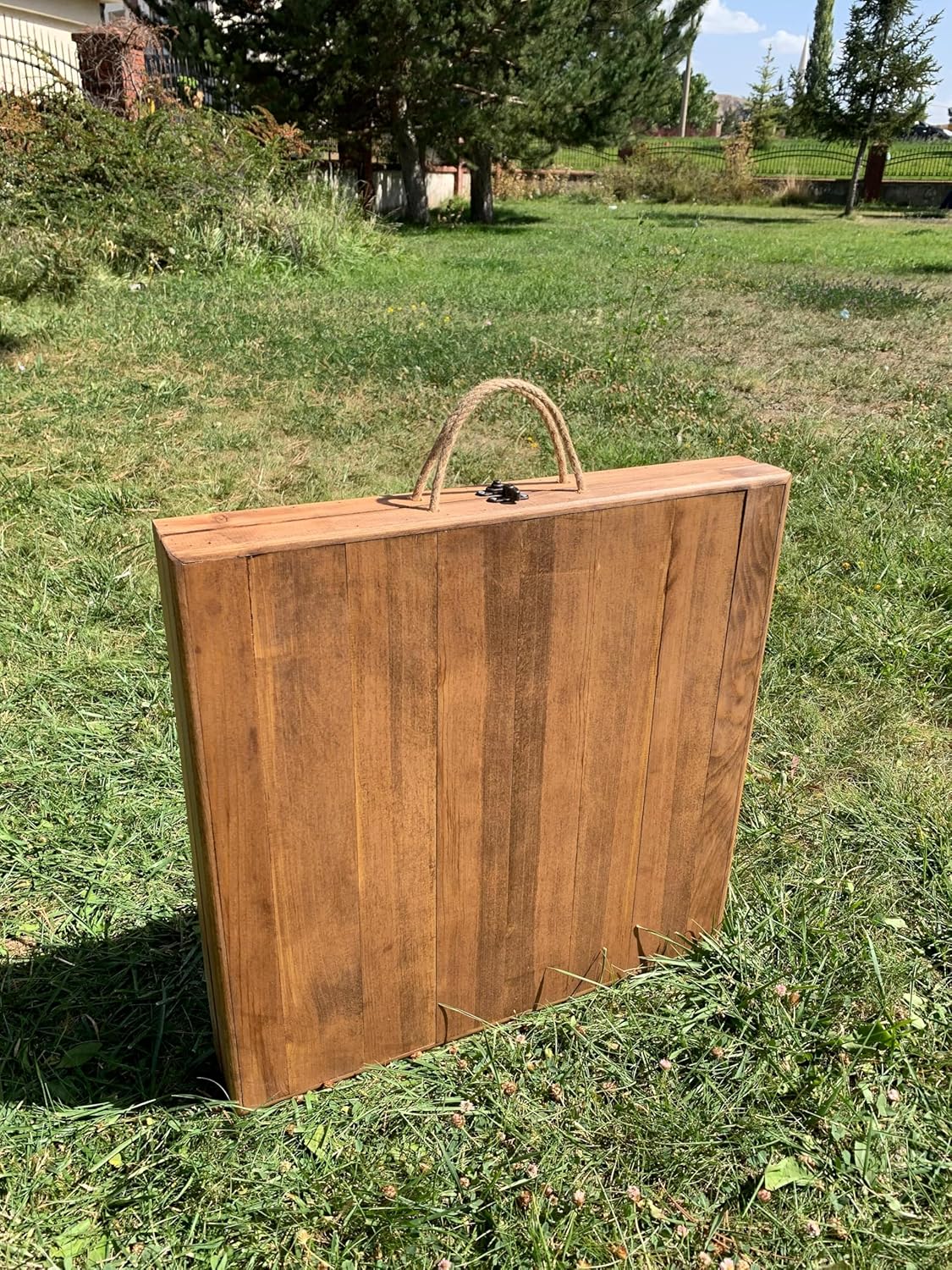 Folding Pine Wood Picnic Table – Portable Low Table for Beach, Camping, Outdoor Dining & Events – Handmade Boho Style Wooden Table