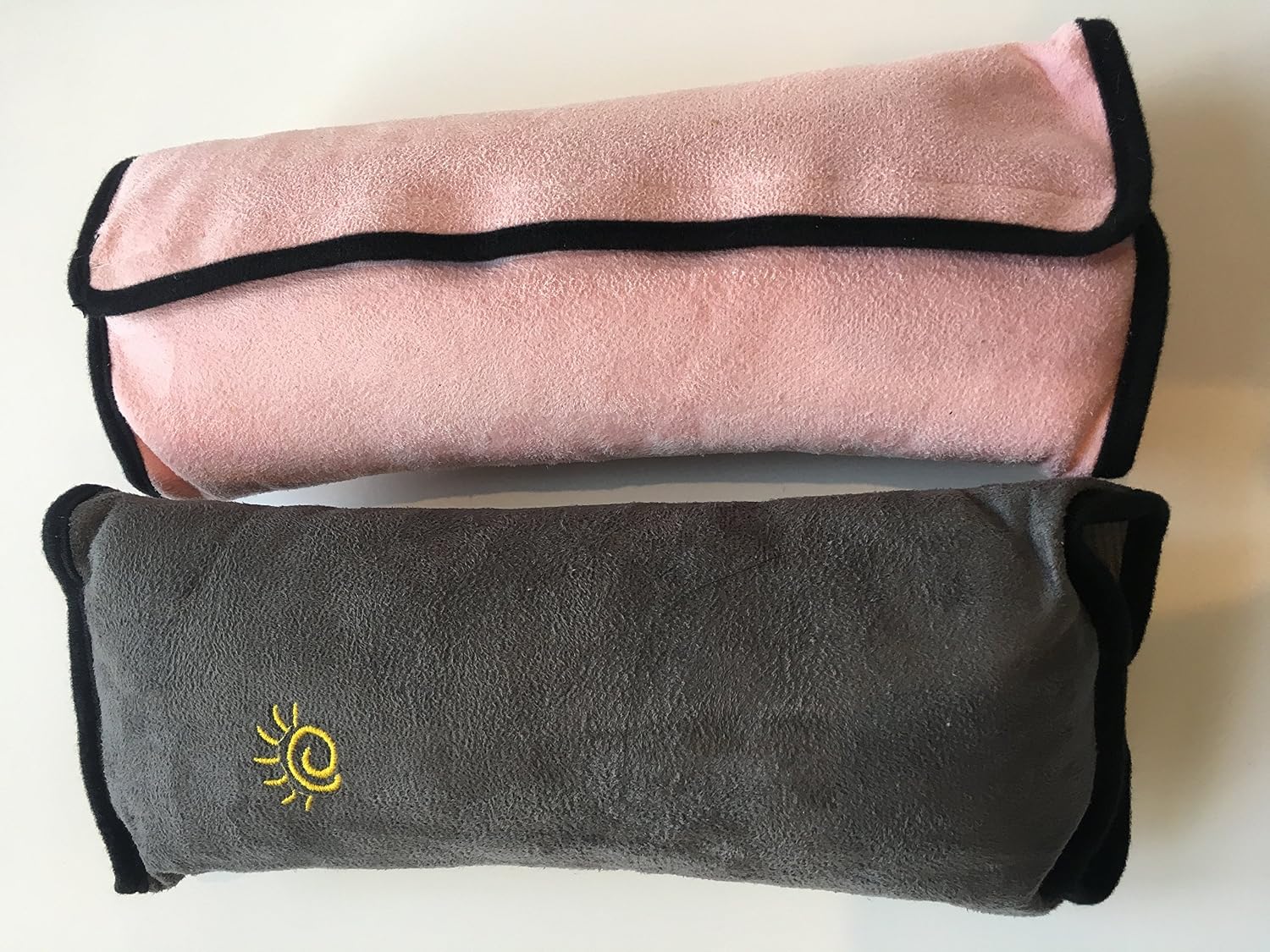 Car Seat Belt Pillow 2 Pack Kids/Adult Child Headrest Seatbelt Travel Neck Support-Pink/Grey