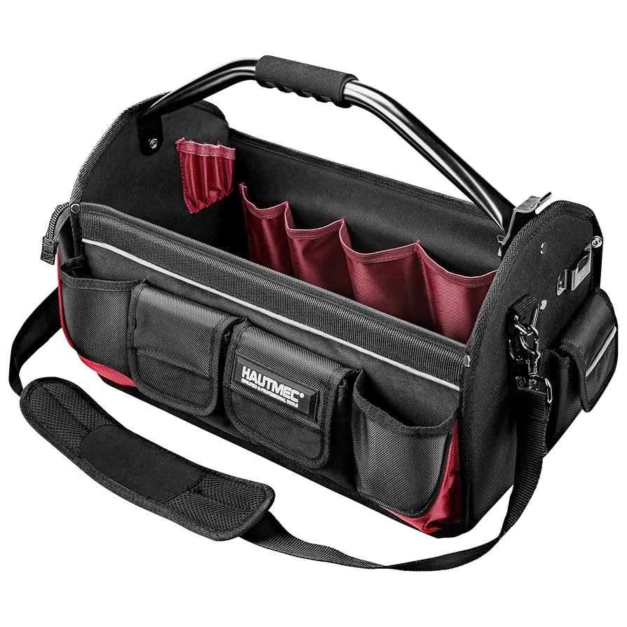 トートバッグ MEDIUM TOOL TOTE SHOPPING BAG HAUTMEC Open Top Electrician Tool Bag with Rotating Handle