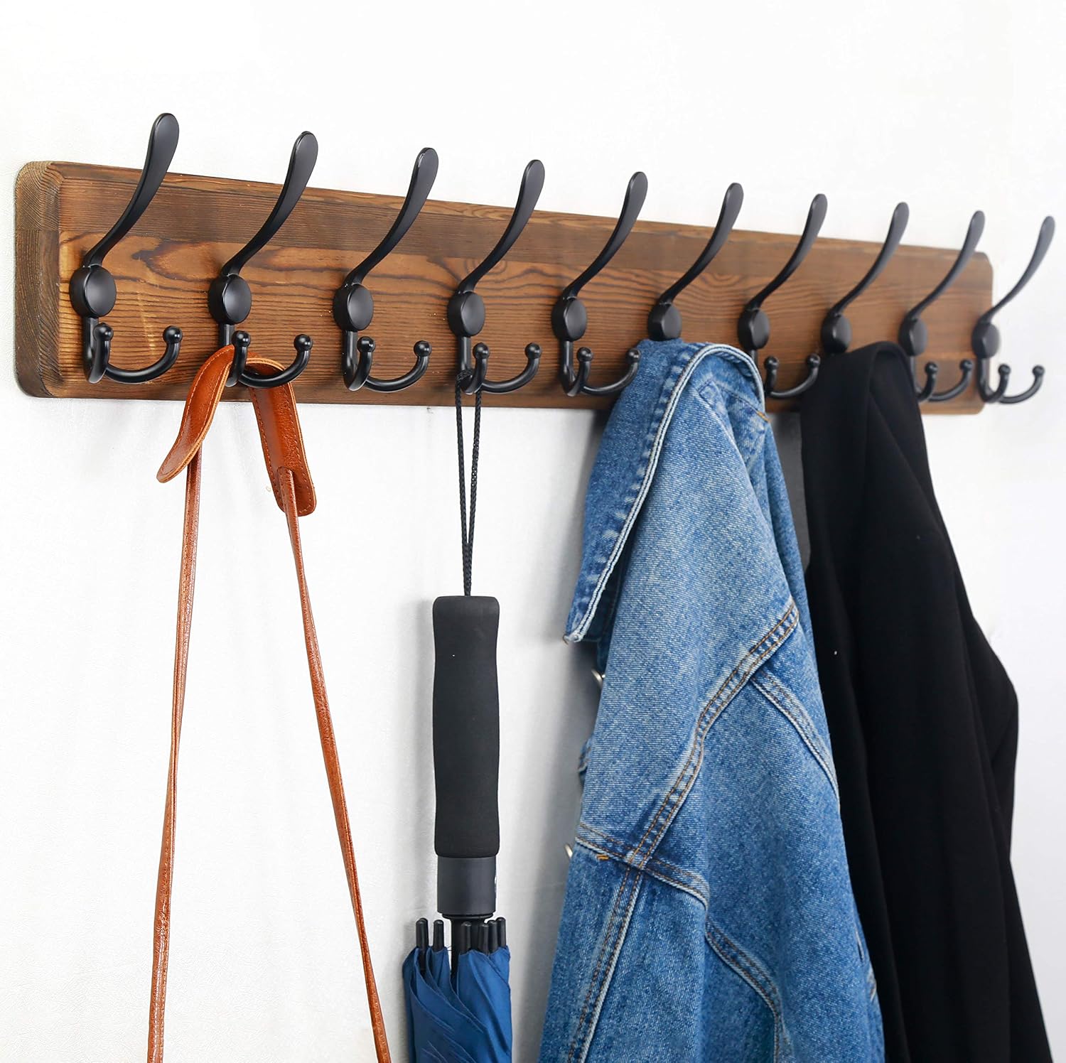 SKOLOO Rustic Large Coat Rack Wall Mount-38.6'' Long Coat Rack for Wall Wood Coat Rack Hook - Image 3