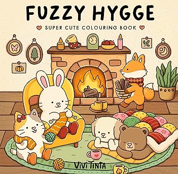 Fuzzy Hygge: Cute and Cozy Coloring Book for Adults & Teens Featuring Adorable Animals Characters for Stress Relief (Fuzzy Friends Coloring)
