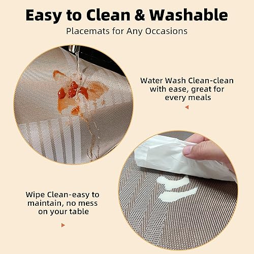 Miniatura 4 de COSMOSACA - Juego de 6 manteles individuales de vinilo a rayas, resistentes al calor, fáciles de limpiar, lavables, uso en interiores y exteriores,