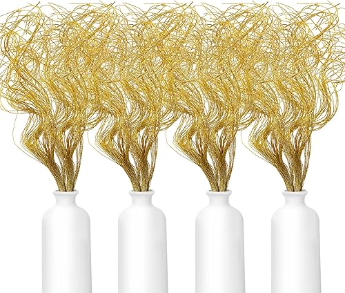 Syhood 160 ramas rizadas con purpurina, ramas de Navidad, relleno de florero, ramitas rizadas artificiales para árbol de Navidad, guirnalda de