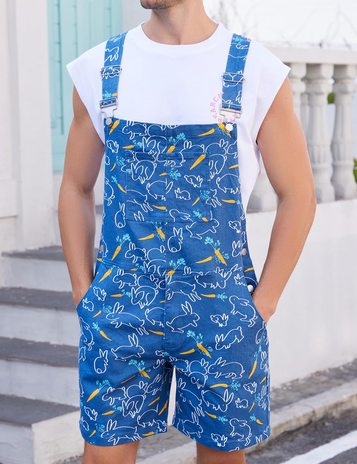 Bib Overalls for Men Shorts Romper Festival Jumpsuits Fashion Coveralls - Image 4