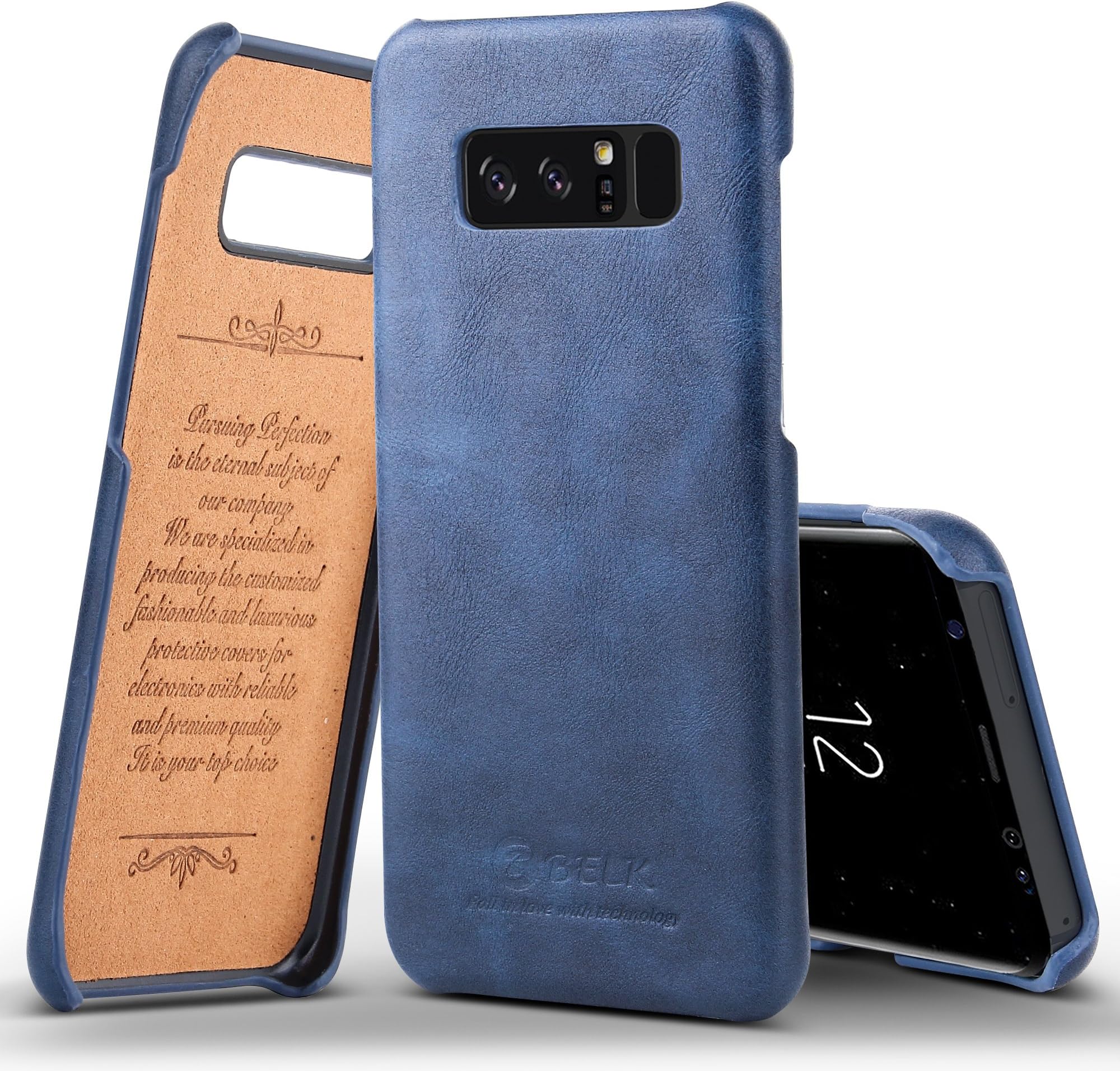 Samsung Galaxy Note 8 Case, Belk Premium Vintage Protective Rugged Back Case covered by PU Leather Classical Business Style Cover for Samsung Galaxy Note 8 Blue