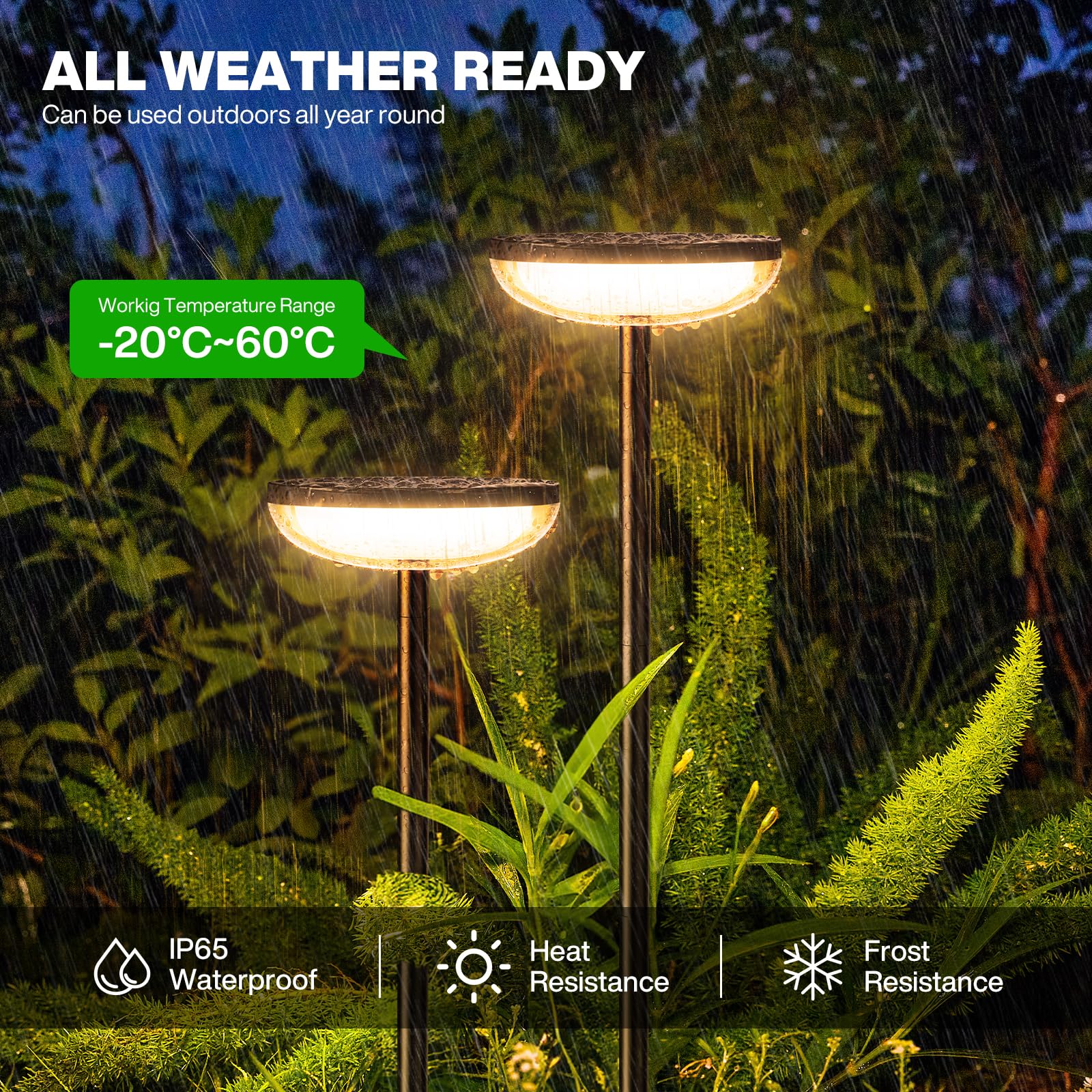 GEARLITE Solarlampen für Außen Garten 4 Stück, 3500K Natürlich-weiß Solarleuchten für Außen mit 1000 mAh Batterie, 40 Lumen Extra Helle Gartendeko mit IP65 Wasserdicht für Draußen Terrasse Outdoor