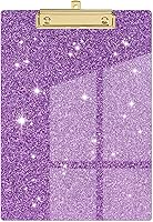 Vista 8 de Piasoenc Portapapeles de Acrílico, Tablero con Clip de Purpurina Elegante con Clip Dorado de Perfil Bajo, Diseñado para Uso en Aula, Escuela y Rosa