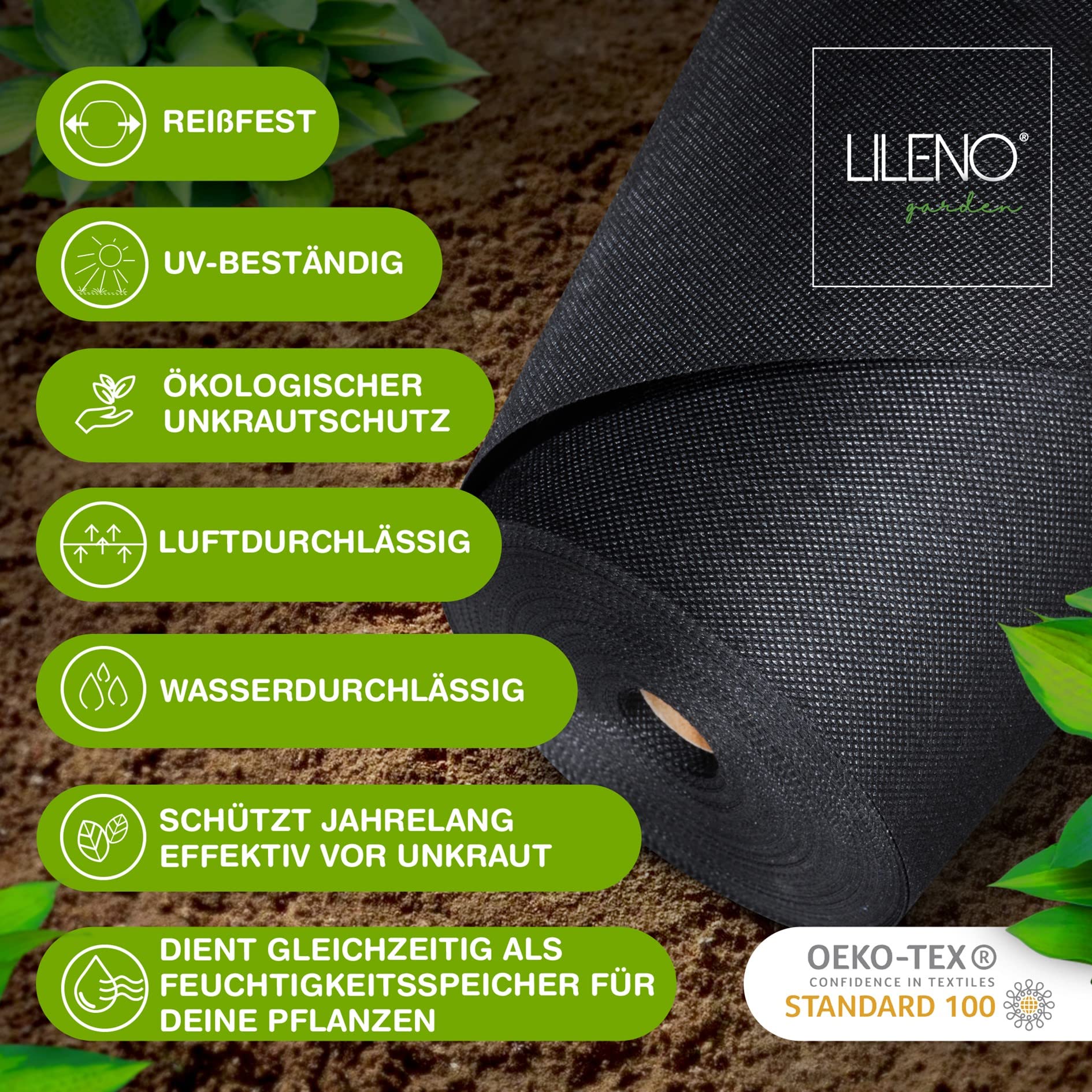 LILENO Home Tessuto Non Tessuto per Erbacce da Giardino Contro Le Erbacce 200 m² [150 g/m²] – Pellicola per Erbacce da Giardino [1 m x 200 m]