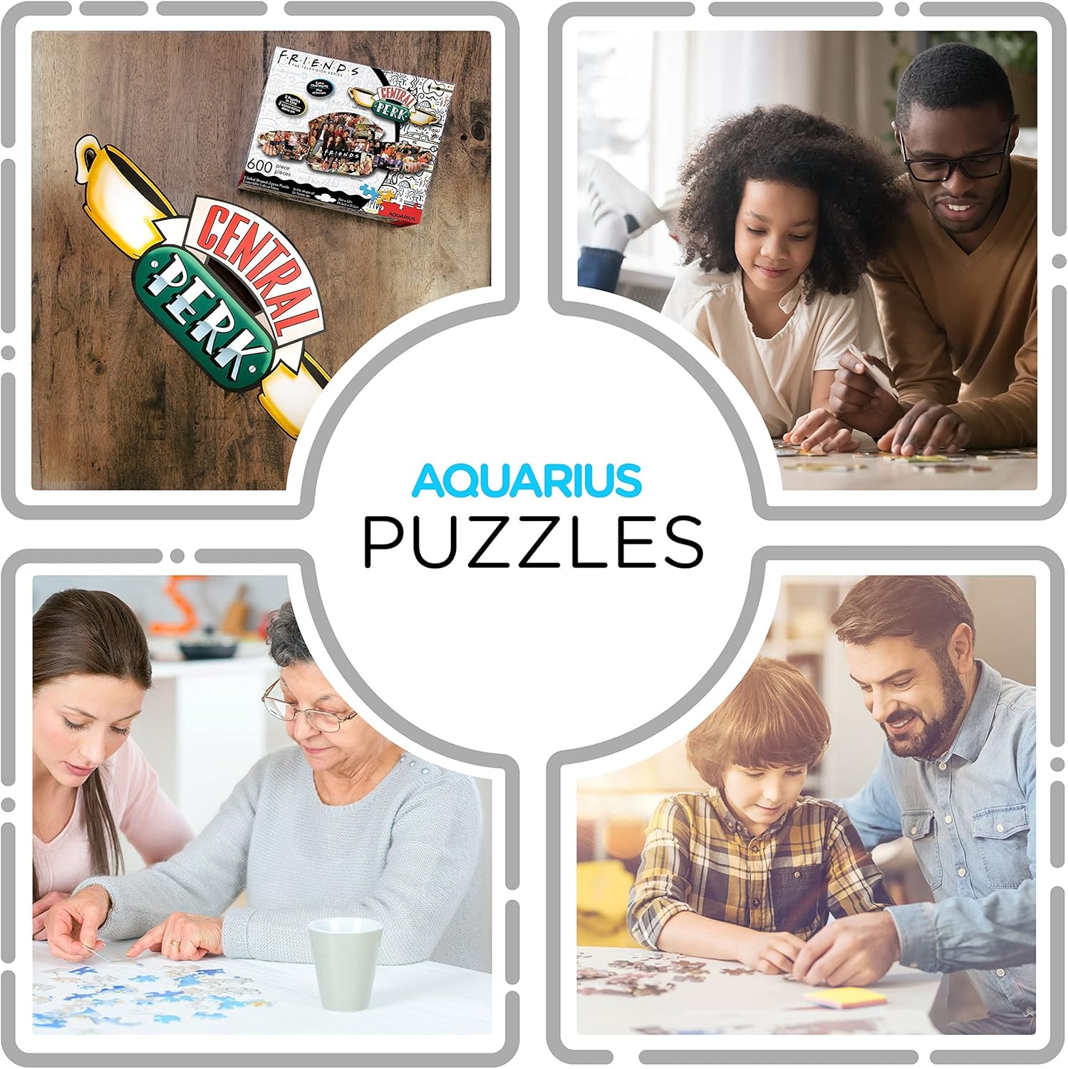 AQUARIUS Friends Central Perk Puzzle (2-Sided Shaped 600 Piece Jigsaw Puzzle) - Glare Free - Precision Fit - Officially Licensed Friends TV Show Merchandise & Collectibles - 34 x 12 Inches