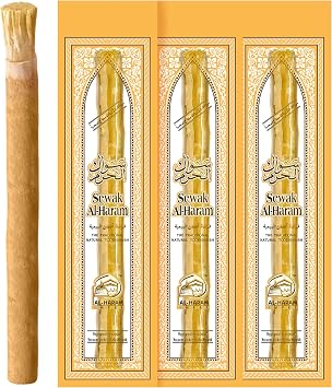 Natural Miswak Toothbrush - Vacuum Sealed Traditional Toothbrush Stick - for Healthy Teeths, Gums and Fresh Breath Natural Flavor Pack of 3