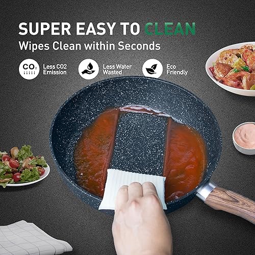 Miniatura 5 de MAISON ARTS Juego de ollas y sartenes antiadherentes, juegos de utensilios de cocina antiadherentes, 12 piezas de granito y sartén para inducción,