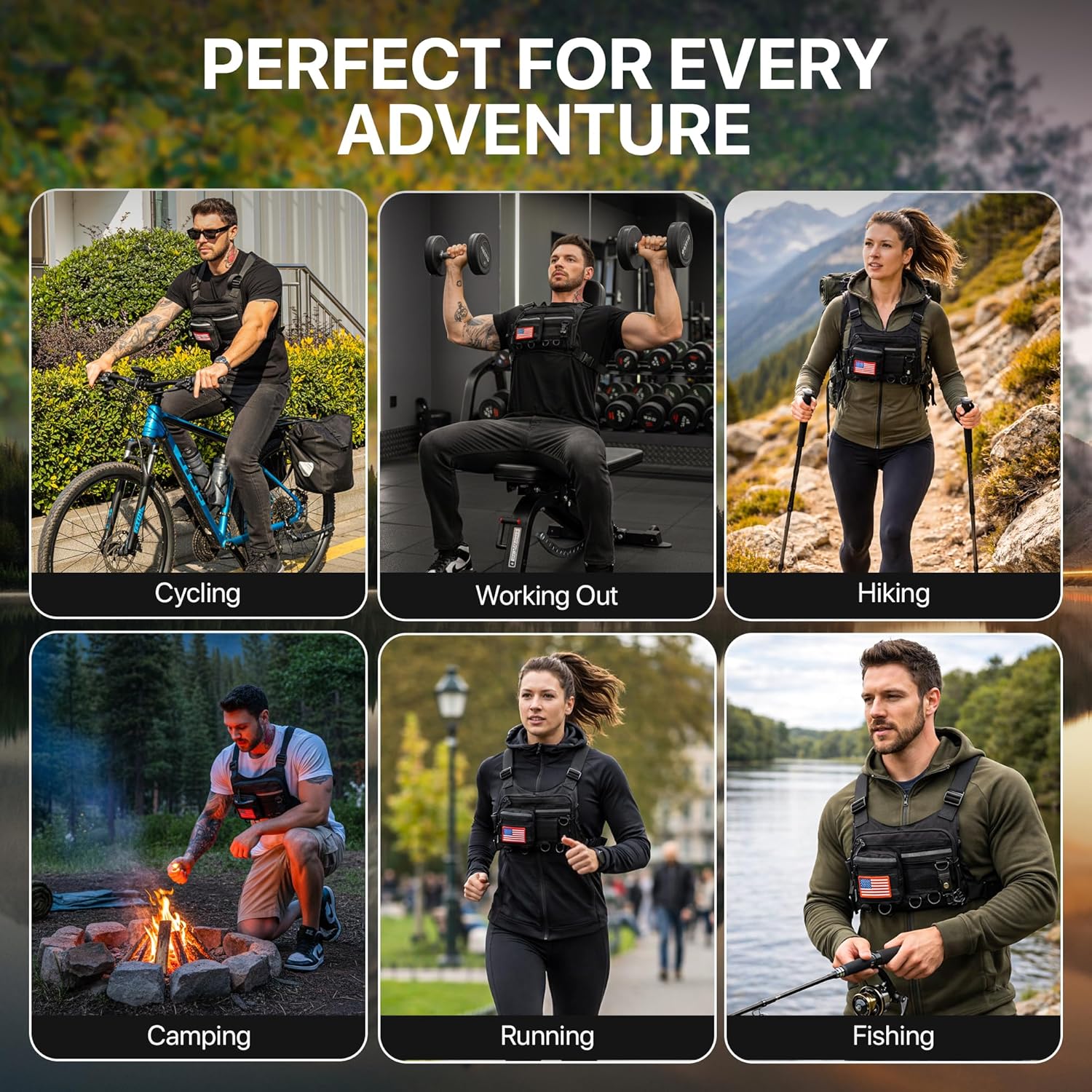 Running Chest Pack for Men & Women with Gun Holster, Tactical Chest Rig & Running Bag, Concealed Carry Chest Bag & Chest Pack, RFID Blocking EDC for Hiking & Outdoor Sports