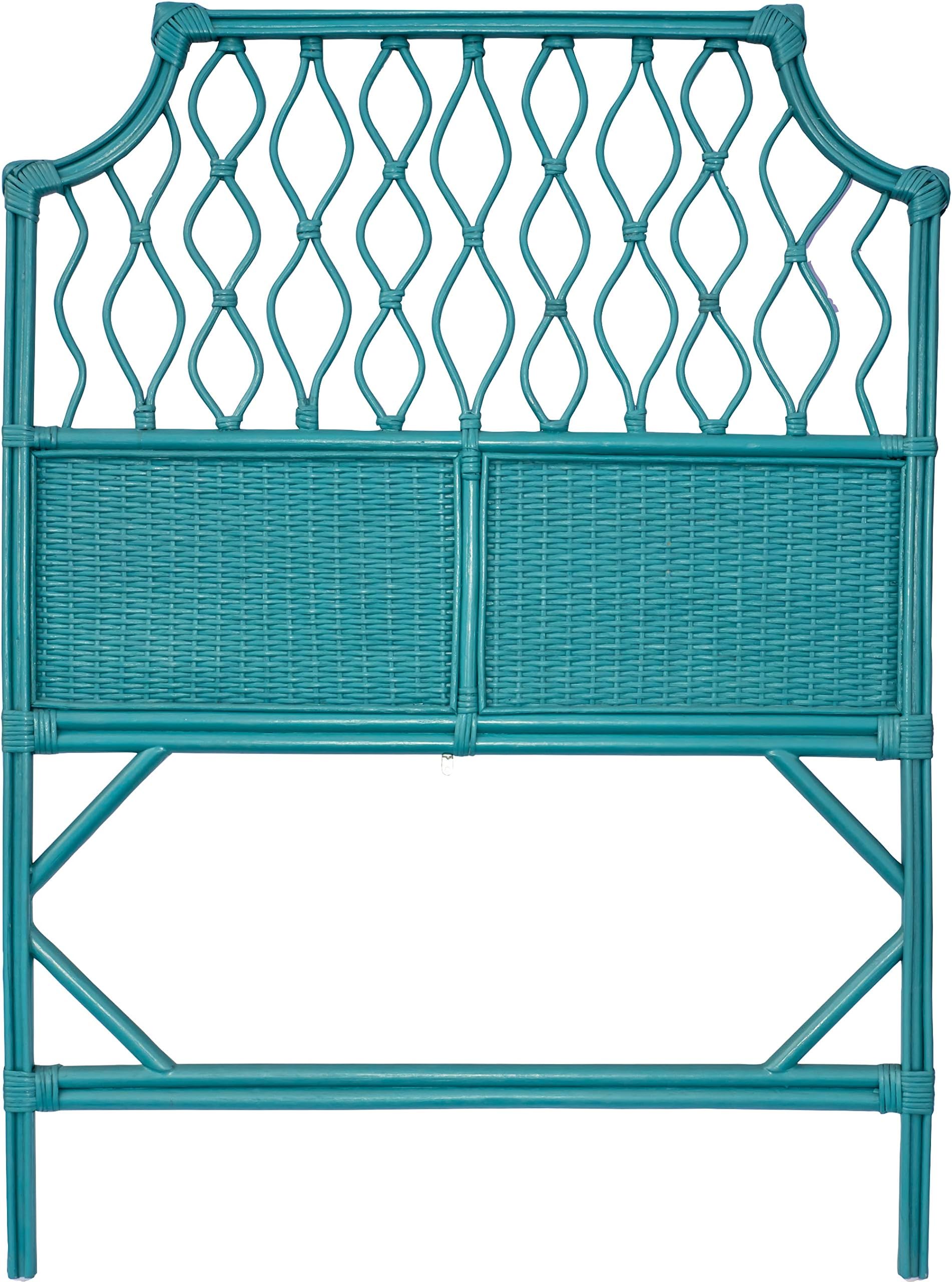 Boho Style Teal Blue Wicker Twin Size Headboard. Shabby Chic Rattan Single Headboard Perfect for XL Dorm Beds, Guest Rooms, Kids Rooms and Vacation Beach Houses. Stand Alone or Wall Mountable Only