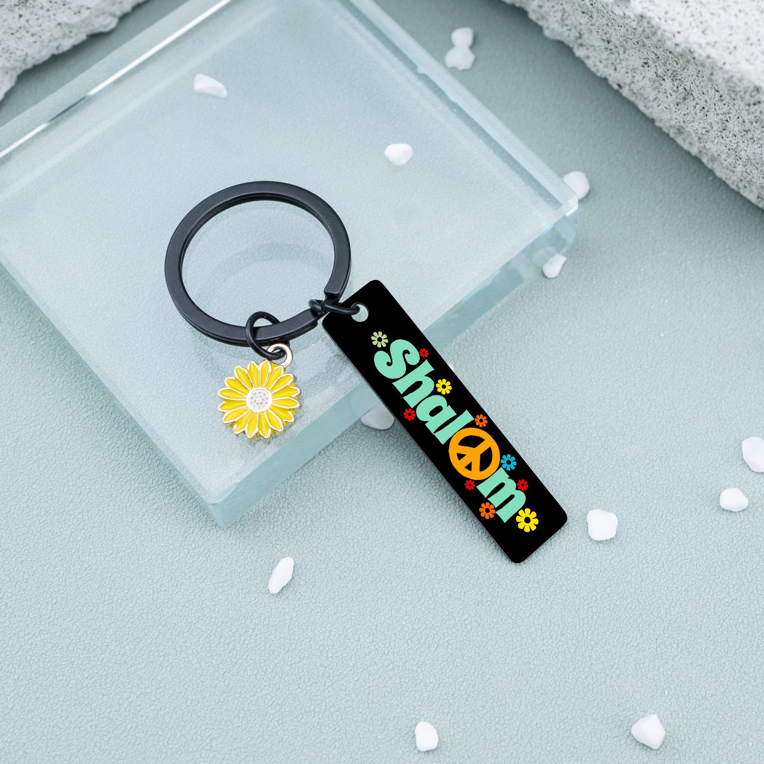 Jewish Gifts For Women Men Home Rosh Hashanah jewish Gifts Rosh Hashanah Keychain Shalom Keychain Hanukkah Kids for Adults Art Peace Sign Decor Jusaica Keyring Chanukah Gift for Women