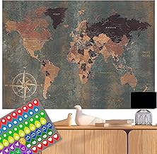 decomonkey | Weltkarte Vintage Poster Wanbild Retro XXL Worldmap Zweiseitig 140x100 cm beidseitig Bedruckt & laminiert - 2 Antike Weltkarten im Riesenformat Welt Atlas Kontinente