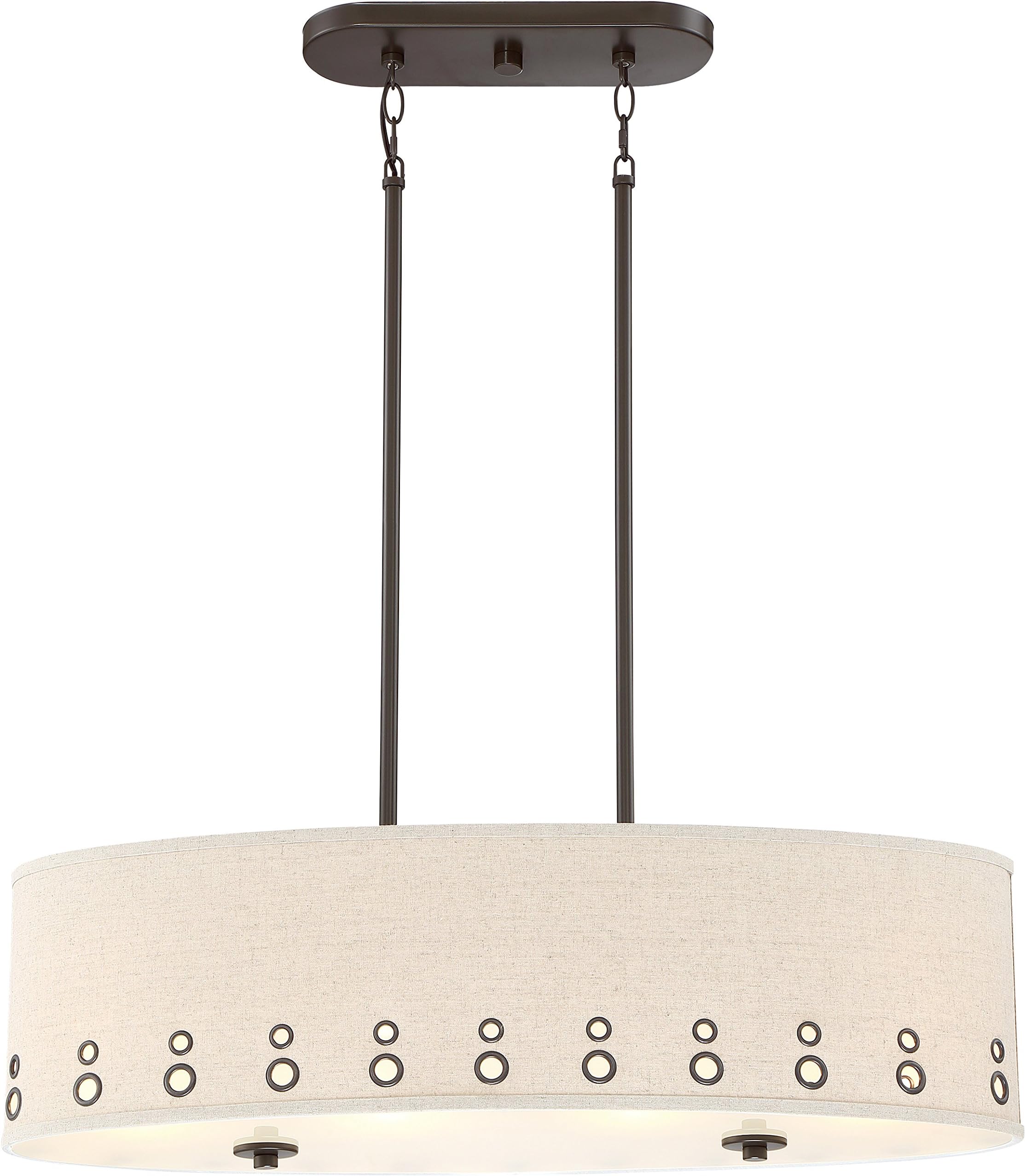 Quoizel LWS3233B Park Avenue Hanging Oval Pendant Lighting, Fabric Shade, 4-Light 400watts, Powder C