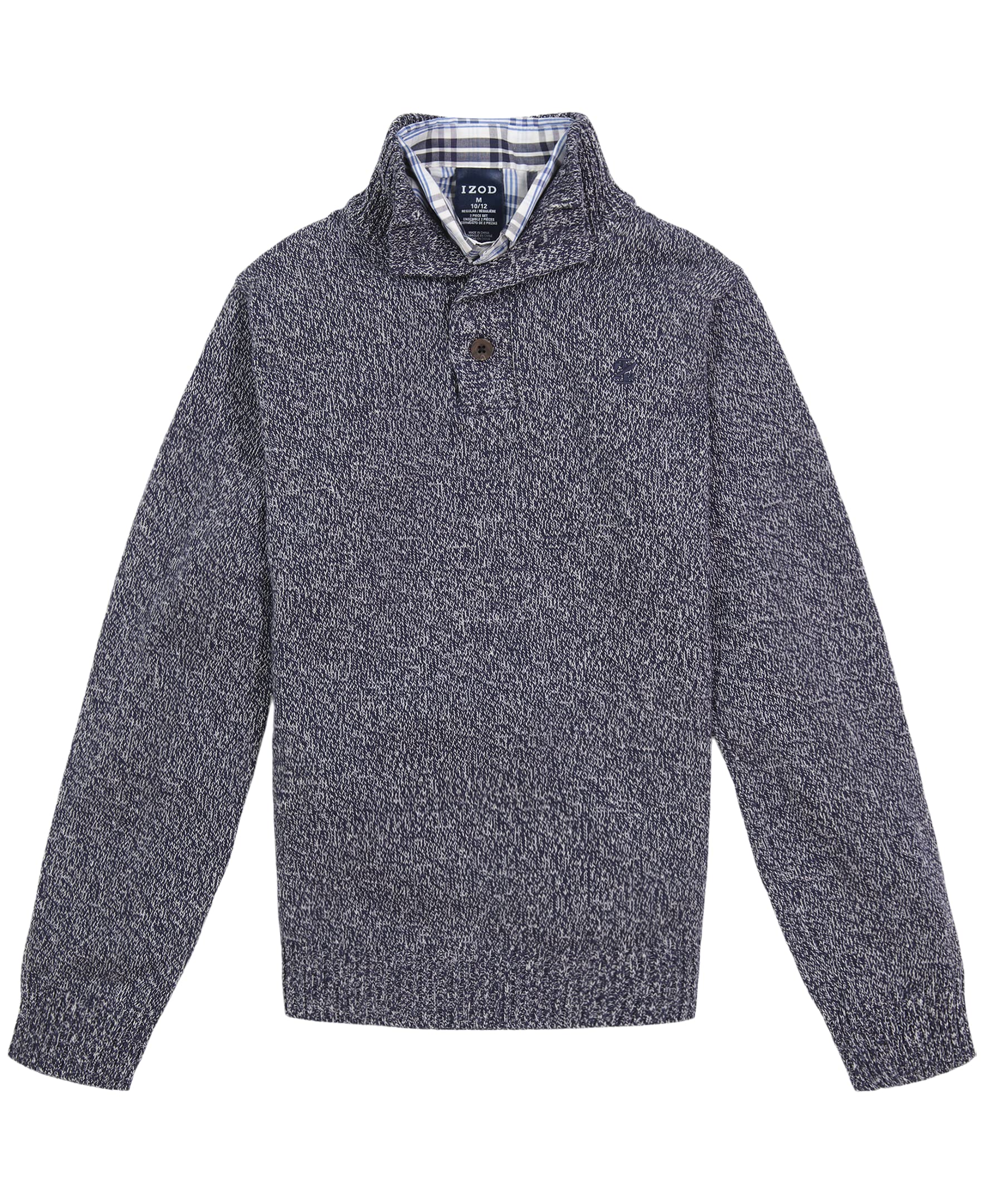IZOD Boys' 2-piece Sweater Set With Long Sleeve Collared Button-down Dress Shirt