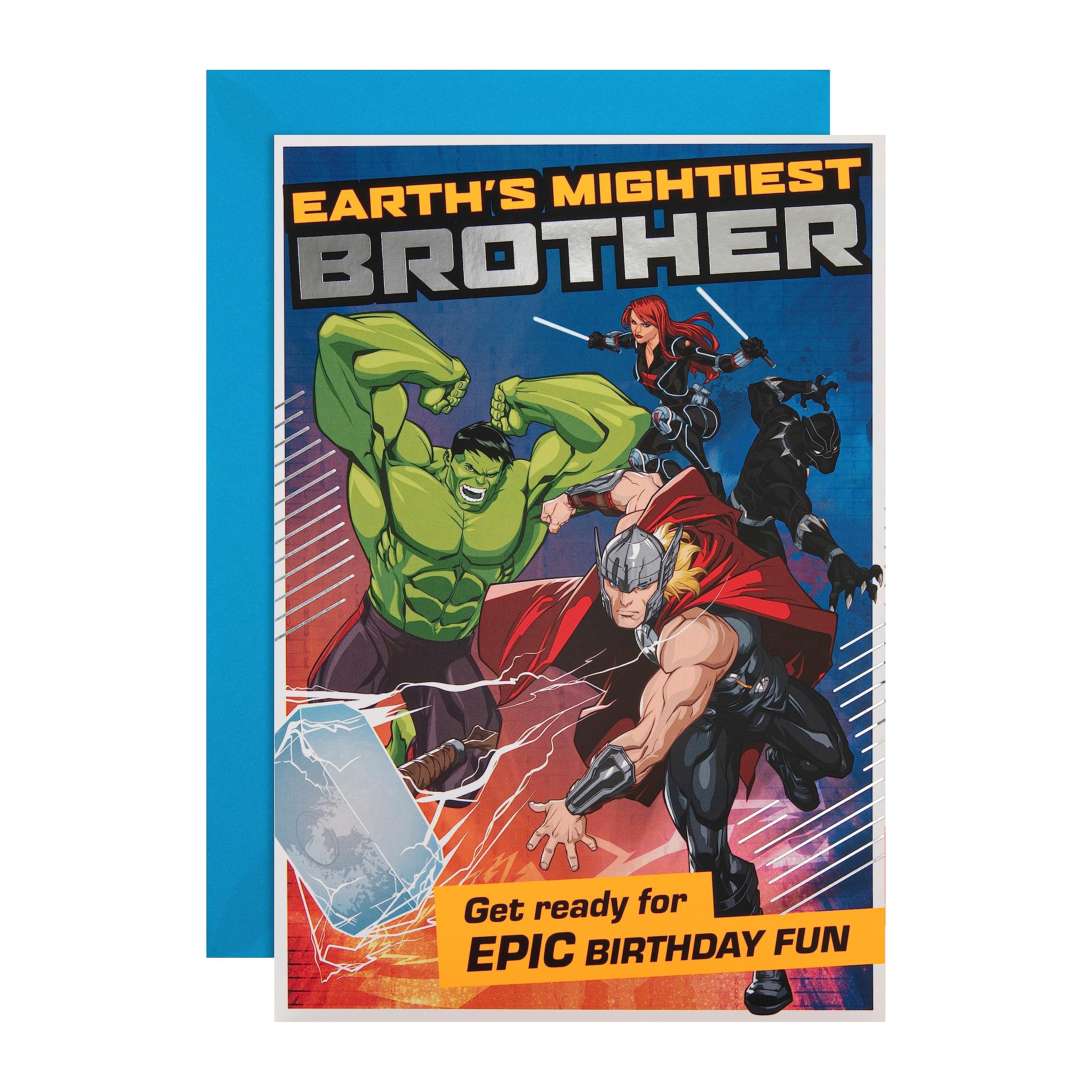 Biglietto Auguri Compleanno Hallmark Marvel Avengers Pop Out - Per Fratello, Con Fustellatura E Lamina D'Oro, 22,8x15,9cm