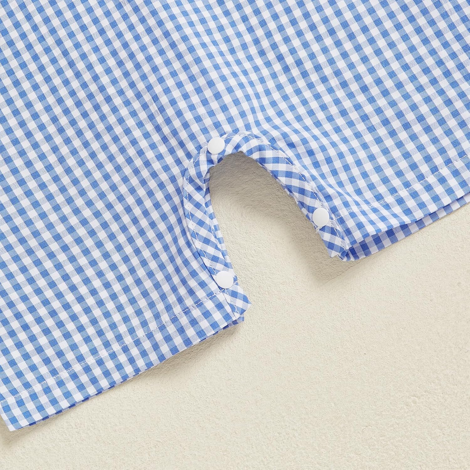 Baby Boy Summer Clothes Sleeveless Embroidery Dinosaur Gingham Retro Romper Jumpsuit Smocked Shortall - Image 5