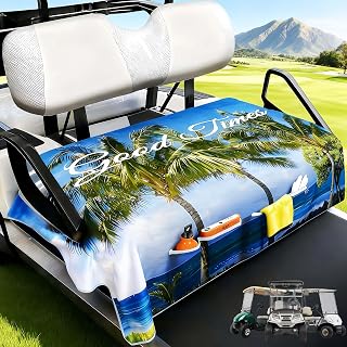 Golf Cart Seat Covers (Cool&Quick Dry) Seat Blanket, with 4 Front Pockets, Fits for EZGO, Yamaha, Club Car, Epic and Other 2 Person Seats, Microfiber Suede, Sweat Absorption, All Seasons
