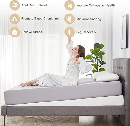 Miniatura 4 de Cubrecolchón de cuña inclinado de 7 pulgadas para reflujo ácido, GERD, dolor de cuello y espalda, ronquidos, colchón de cuña debajo de la cama con