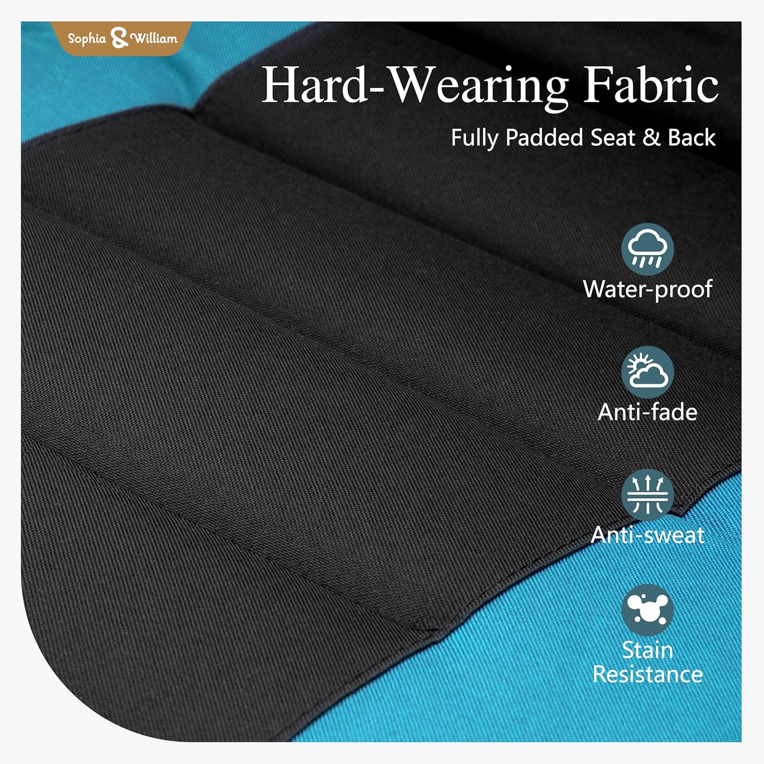 Sophia & William Oversized Zero Gravity Chair Set of 2 Padded, Folding Lounge Chair with Wide Armrest and Cup Holder, Support 400 LBS, Aqua Blue