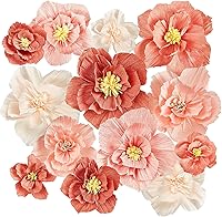 Cholemy 24 Pack Tissue Paper Flowers - 8" 10" 12" Crepe Pom Poms for Weddings, Baby Showers, Parties, Nursery Decor - Assorted Colors